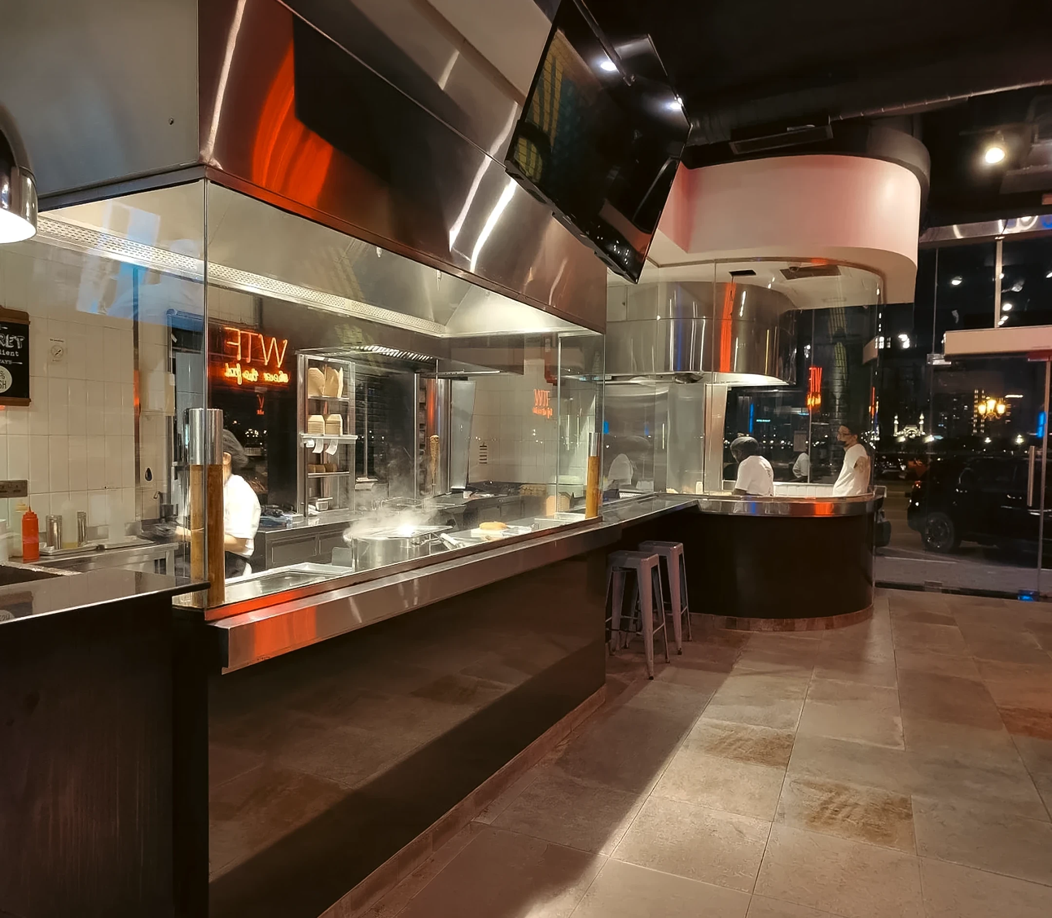 Sol, open kitchen counter, fit-out by HQI Contracting